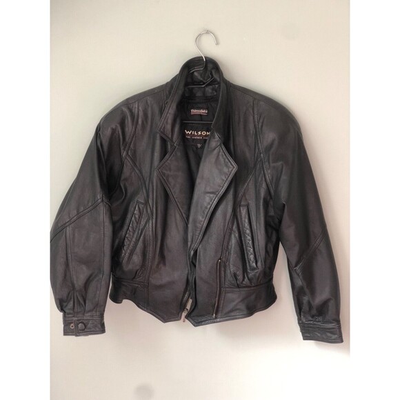 WILSONS LEATHER Vintage 80s Cropped Motorcycle Jacket Thinsulate Moto S - Picture 4 of 7